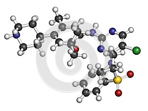 Ceritinib cancer drug molecule. ALK inhibitor used in treatment of metastatic non-small cell lung cancer