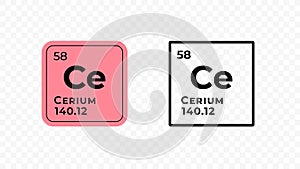 Cerium, chemical element of the periodic table vector