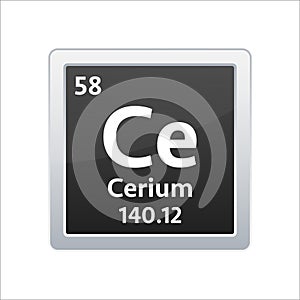 Cerium symbol. Chemical element of the periodic table. Vector stock illustration