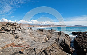 Cerritos Beach rocky surf spot in Baja California in Mexico