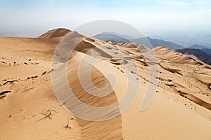 Cerro Blanco sand dune near Nasca or Nazca town in Peru photo