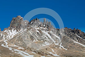 Cerro Castillio mountain national park panorama in Chile, Aysen, Ptagonia