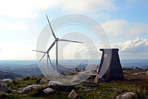 Cerro Catedral with windmills photo