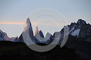 Cerro Torre mountainline at sunset, Patagonia, Argentina
