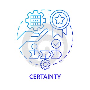 Certainty blue gradient concept icon