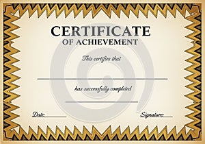 Certificate of Achievement with a beige