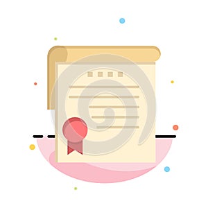 Certificate, Achievement, Degrees, Award Abstract Flat Color Icon Template