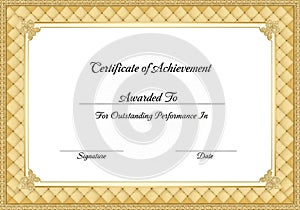 Certificate of Achievement featuring a gold,