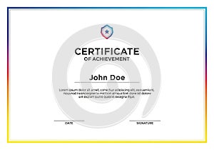 Certificate of Achievement featuring a minimalist