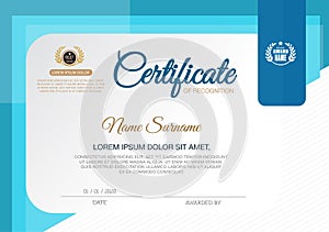 Certificate of achievement frame design template,blue.