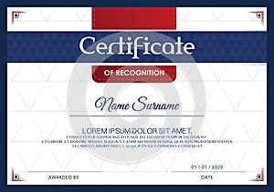 Certificate of achievement frame design template,blue-white.