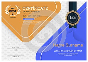 Certificate of achievement frame design template layout template in A4 size