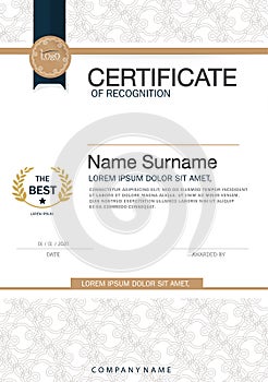 Certificate of achievement frame design template layout template in A4 size