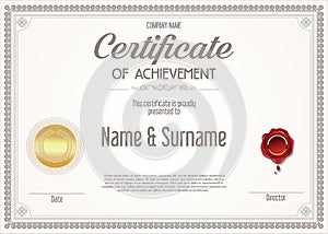 Certificate achievement retro design template