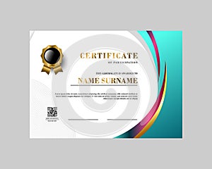 Certificate of achievement template colorful gradient background