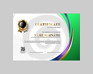 Certificate of achievement template colorful gradient design