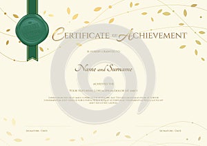 Certificate of achievement template in environment theme