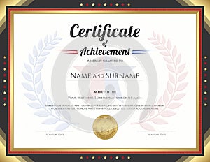 Certificate of achievement template with gold border theme