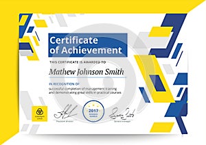 Certificate of achievement template in modern design. Business d