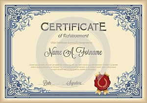 Certificate of Achievement Vintage Floral Frame.