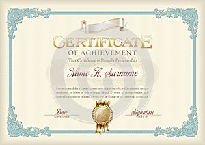 Certificate of Achievement Vintage Frame. Landscape.