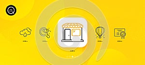 Certificate, Air balloon and Vision test minimal line icons. For web application, printing. Vector