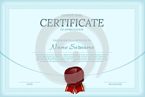Certificate of appreciation color vector template
