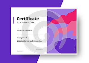 Certificate of appreciation template design. Elegant business diploma layout for training graduation or course completion. Vector