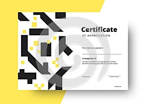 Certificate of appreciation template design. Elegant business diploma layout for training graduation or course completion. Vector