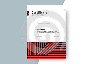 Certificate of appreciation template design. Elegant business diploma layout for training graduation or course completion. Vector