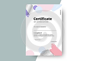 Certificate of appreciation template design. Elegant business diploma layout for training graduation or course completion. Vector