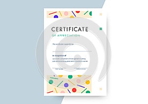 Certificate of appreciation template design. Elegant business diploma layout for training graduation or course completion. Vector