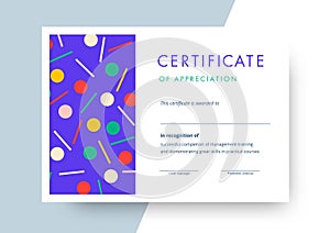 Certificate of appreciation template design. Elegant business diploma layout for training graduation or course completion. Vector