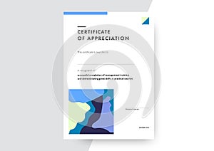 Certificate of appreciation template design. Elegant business diploma layout for training graduation or course completion. Vector