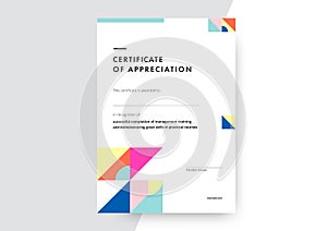 Certificate of appreciation template design. Elegant business diploma layout for training graduation or course completion. Vector