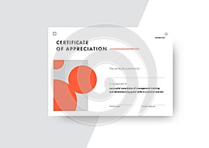 Certificate of appreciation template design. Elegant business diploma layout for training graduation or course completion. Vector