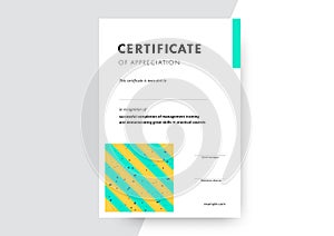 Certificate of appreciation template design. Elegant business diploma layout for training graduation or course completion. Vector