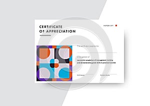 Certificate of appreciation template design. Elegant business diploma layout for training graduation or course completion. Vector