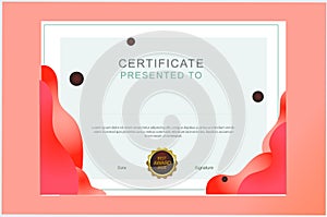 Certificate of appreciation template, gold and red color.