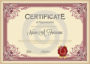 Certificate of Appreciation Vintage Floral Frame. photo