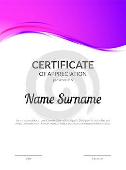 Certificate award diploma template design. Certificate appreciation modern business card award design