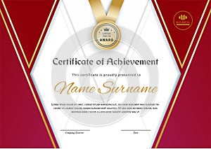 Certificate Blank. Red gradient triangles on white background., Vector illustration. Rhombus background