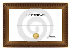 Certificate bordered with an elegant brown,