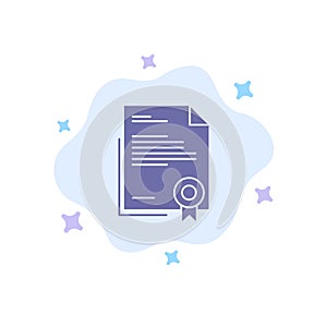 Certificate, Business, Diploma, Legal Document, Letter, Paper Blue Icon on Abstract Cloud Background