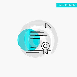 Certificate, Business, Diploma, Legal Document, Letter, Paper turquoise highlight circle point Vector icon