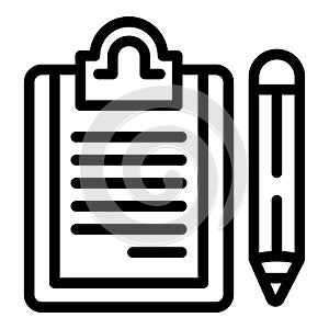 Certificate clipboard icon, outline style