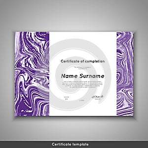 Certificate of completion - appreciation, achievement, graduation, diploma or award with marble texture background