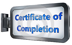 Certificate of completion on billboard