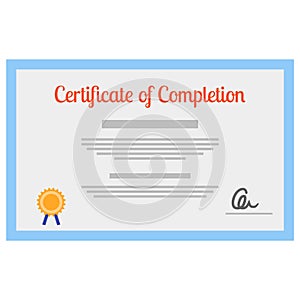 Certificate of completion diploma template vector icon