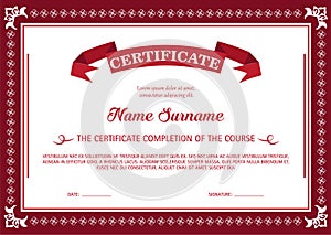 Certificate of completion red template